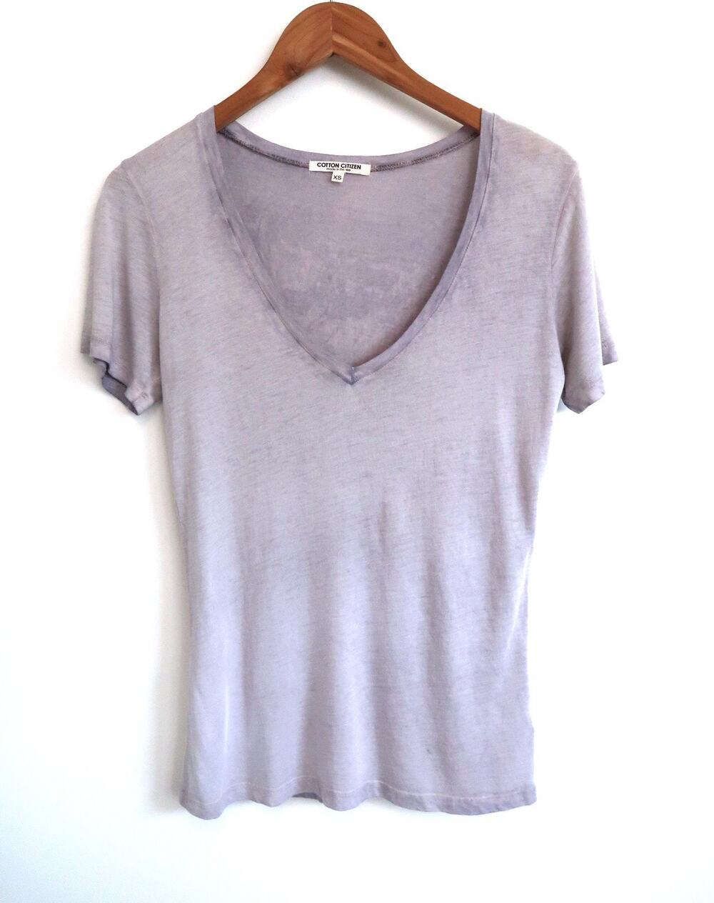 COTTON CITIZEN Supima Cotton V-Neck Tee T-Shirt Vintage Dove Shopbop XS $90